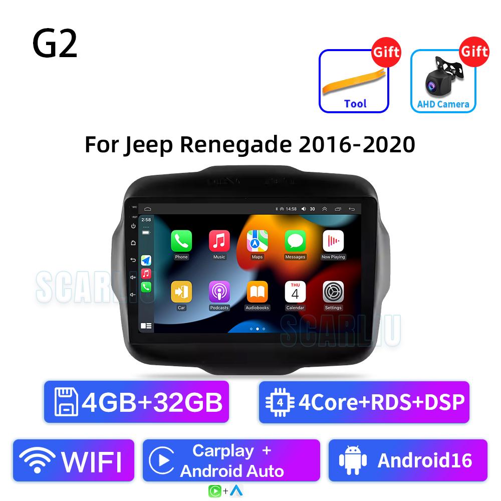 FJN1 For Jeep Renegade 2014 - 2018 Android Auto Carplay Car Radio Multimedia Video Player GPS Navigation WiFi Bluetooth Head Unit