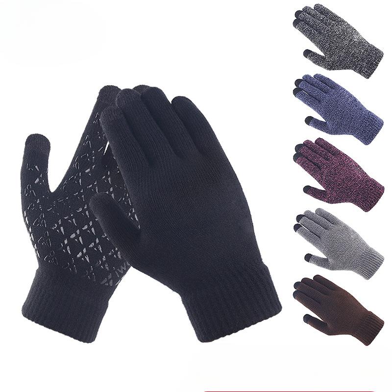 Winter Men's Touchscreen Gloves Oversized Fleece Lined Cold Resistant Warm Knit Gloves Cold Proof Touchscreen Enabled