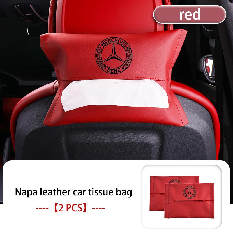 For Benz Car Armrest Box Seat Back Hanging Tissue Bag Cover Tissue Storage Accessories AMG W213 W124 W108 W126 Exclusive W204