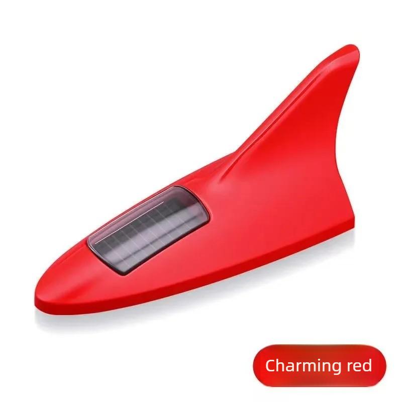 Car Solar LED Shark Fin Antenna Light Anti Collision Warning Lamp Universal Automobile Modeling Decorative Accessory