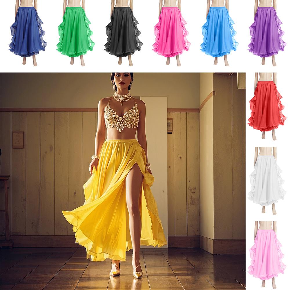 Women Shining Sequins Dancing Skirt Spanish Skirt Belly Dance Skirt Show Costumes