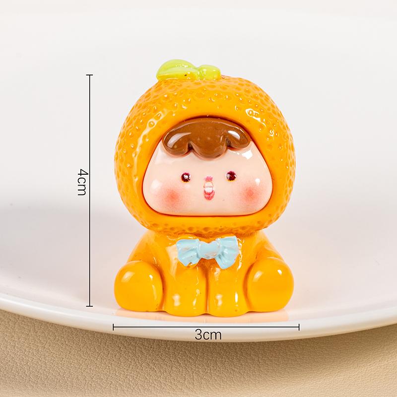 Miniature Figurine Mini Cute Car Interior Decorations Cartoon Fruits Doll Luminous Home Decoration Accessories Crafts Gifts