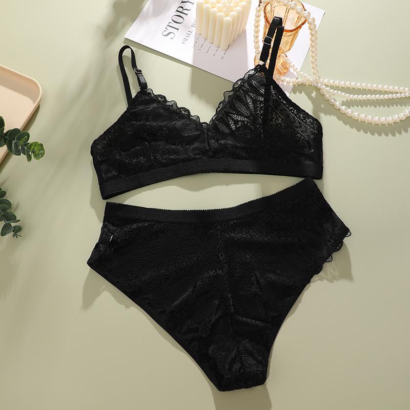 

2шт прозрачный кружевной комплект сексуальный кружевной бюстгальтер женский сексуальный бюстгальтер сексуальные топы для девочек модный бюстгальтер базовый эластичный укороченный топ S чёрный