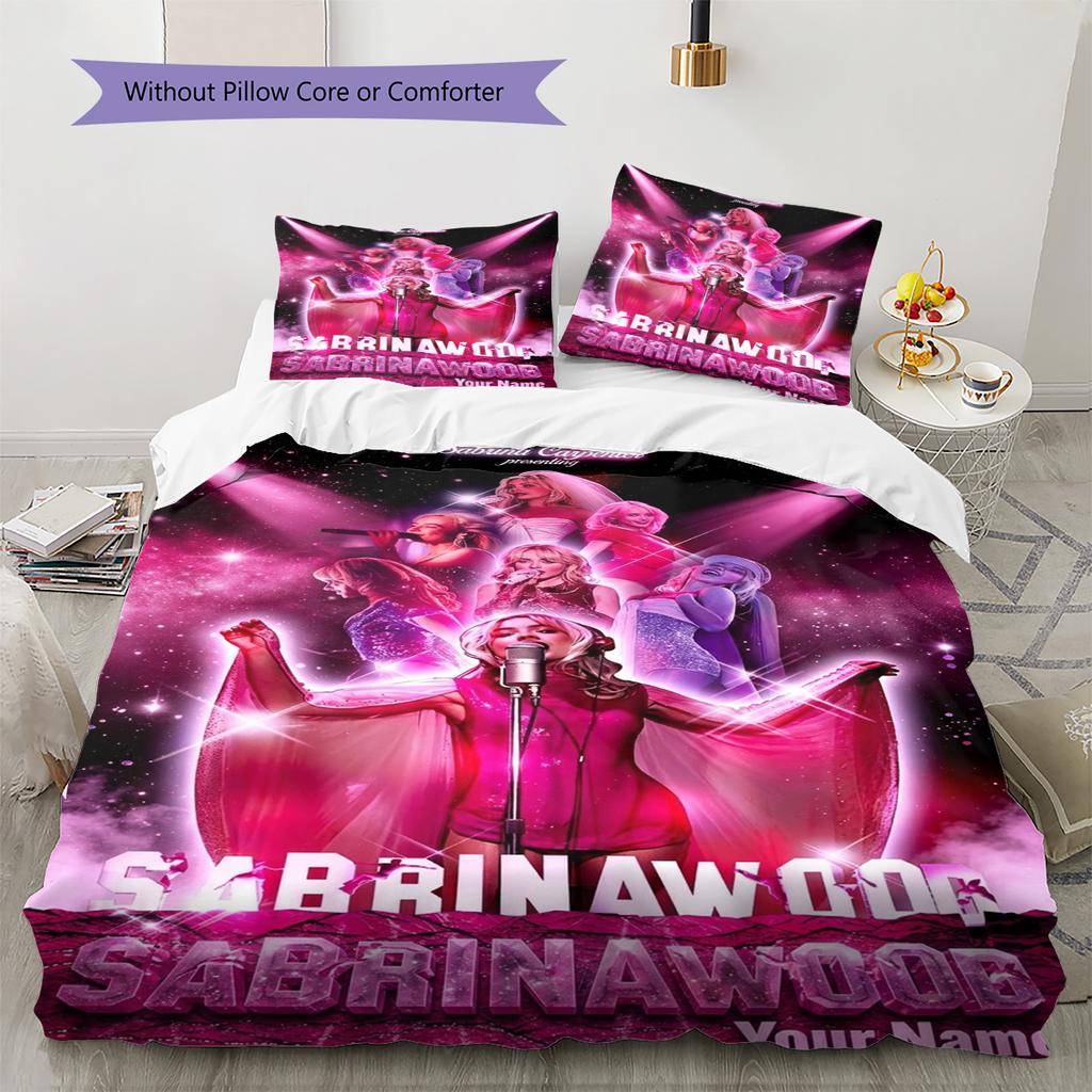 Name Custom Sabrina Carpenter Pattern Bedding Set Quilt Cover Pillowcase Home Decor Gift (1 * Duvet Cover + 2 * Pillowcase, Without Core)