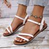 Women Casual Sandals 2024 New Summer Versatile Roman Sandals Women Comfortable Flat Bottomed Vacation Beach Shoes Women