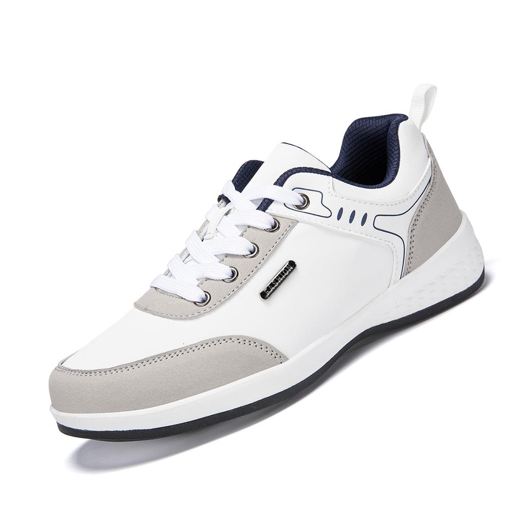 Men Shoes PU Leather Sneaker Trend Shoes Breathable Men Sneakers Walking Non-slip Lace-up Casual Footwear Holiday Shoes for Male