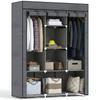 Fabric Wardrobe, with Rails and Shelves - Dark Grey