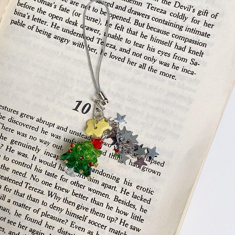 Y2K Trendy Christmas Tree Keychain Cute Star Tassel Keyring Pendant Ins Style Aesthetic Girly Phone Lanyard Bag Charms Xmas Gift