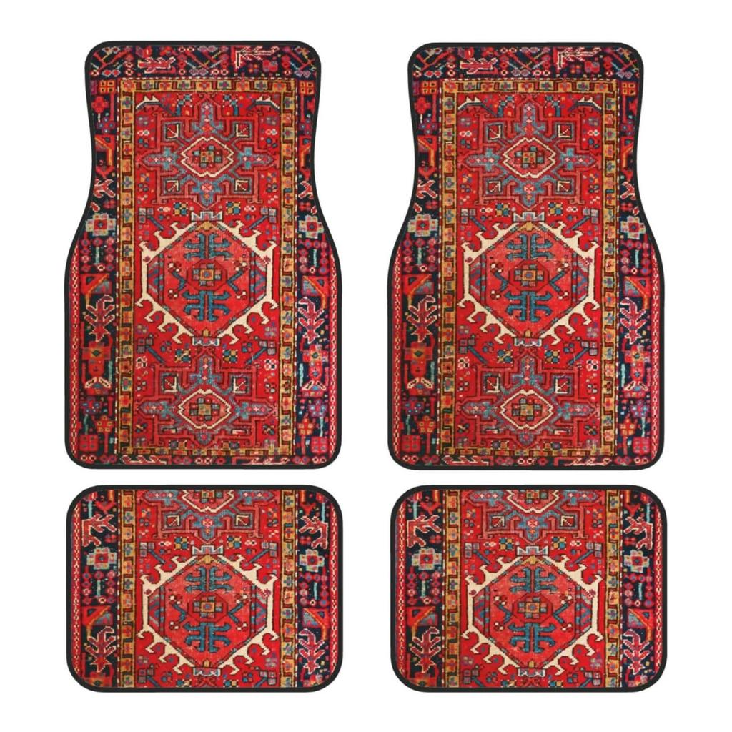 4PCS Antique Oriental Turkish Persian Carpet Front Rear Mat Set, Decorative Car Floor Carpets Rugs, Fit for Many Cars, Supplies