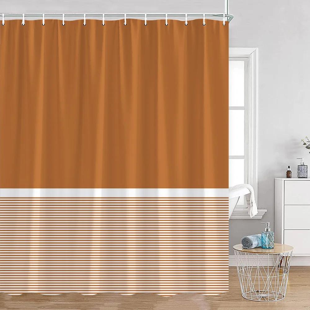 Solid Striped Shower Curtain Pink Yellow Blue Green Pattern Modern Simple Bath Curtains Polyester Cloth Home Bathroom Decoration