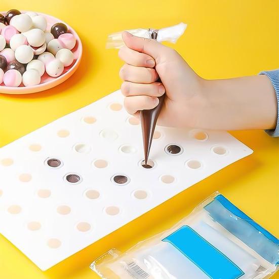 Yousheng Mini Round Ball Shape Mold Food-Grade Silicone Baking Tray for Mini Mooncakes Chocolates Mousse 35-Cavity Easy-Release Kitchen Cake