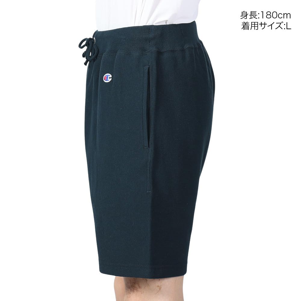 Champion Cotton USA 10oz Fleece Sweat REVERSE Size L 100% Shorts, WEAVE®, C3-Z507, Men's, Navy,