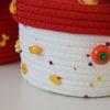 Handmade New Year Storage Basket Decorative Cartoon Cotton Rope Basket with Lid Blessing Sundries Organizer for Cosmetics Snack