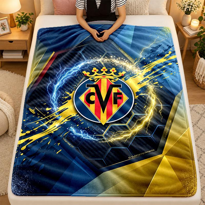 Flannel BlanketVillarreal FC Warm Soft Throw Blanket for Indoor Sofa Bed Living Room Use