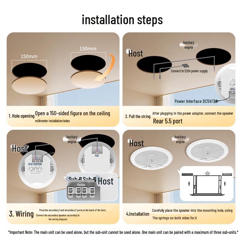 SAST G3 Wireless Bluetooth In-Ceiling Speaker System CN plug (adapter included)