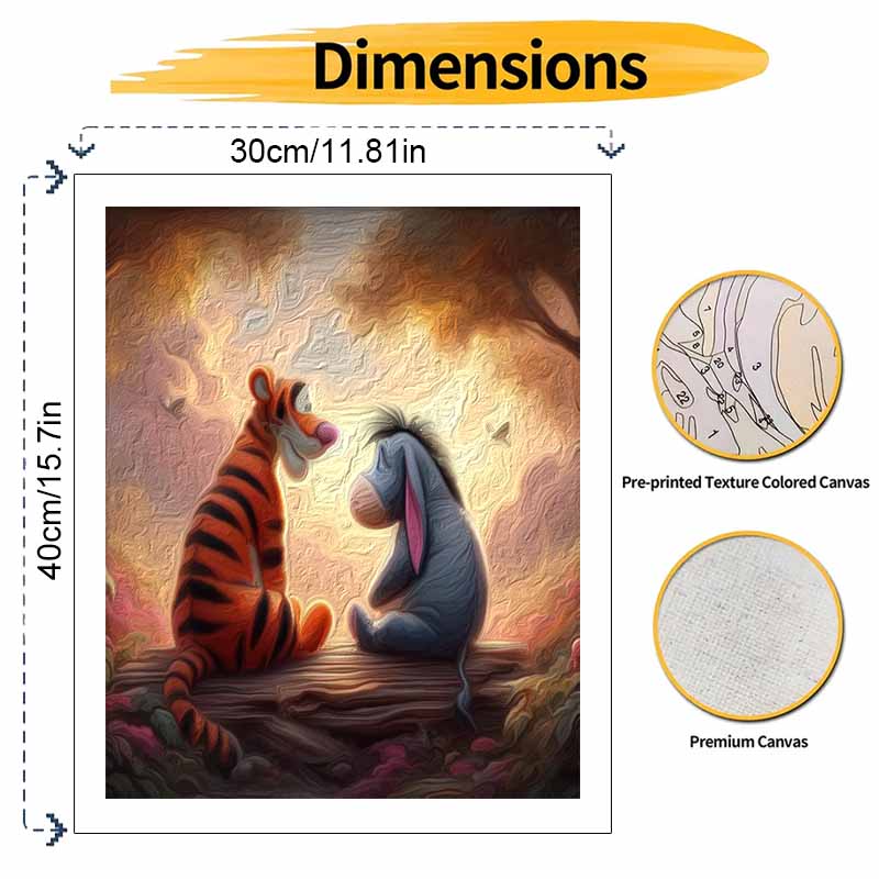 Disney Tigger Eeyore Oil Painting Kit Home Bedroom Wall Decor Handmade Gift for Friends Relaxing Art Craft Custom Room Ornament Set