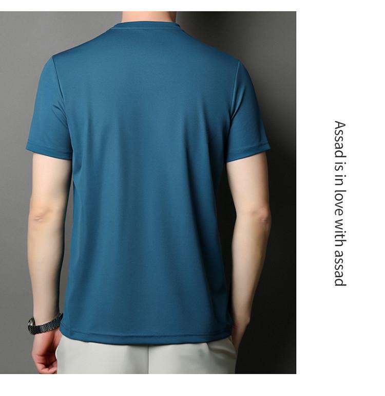 Brand 2025 Men's High-End Ice Silk Crew Neck Short Sleeve T-Shirt - Solid Color, Advanced Texture, New Summer Edition