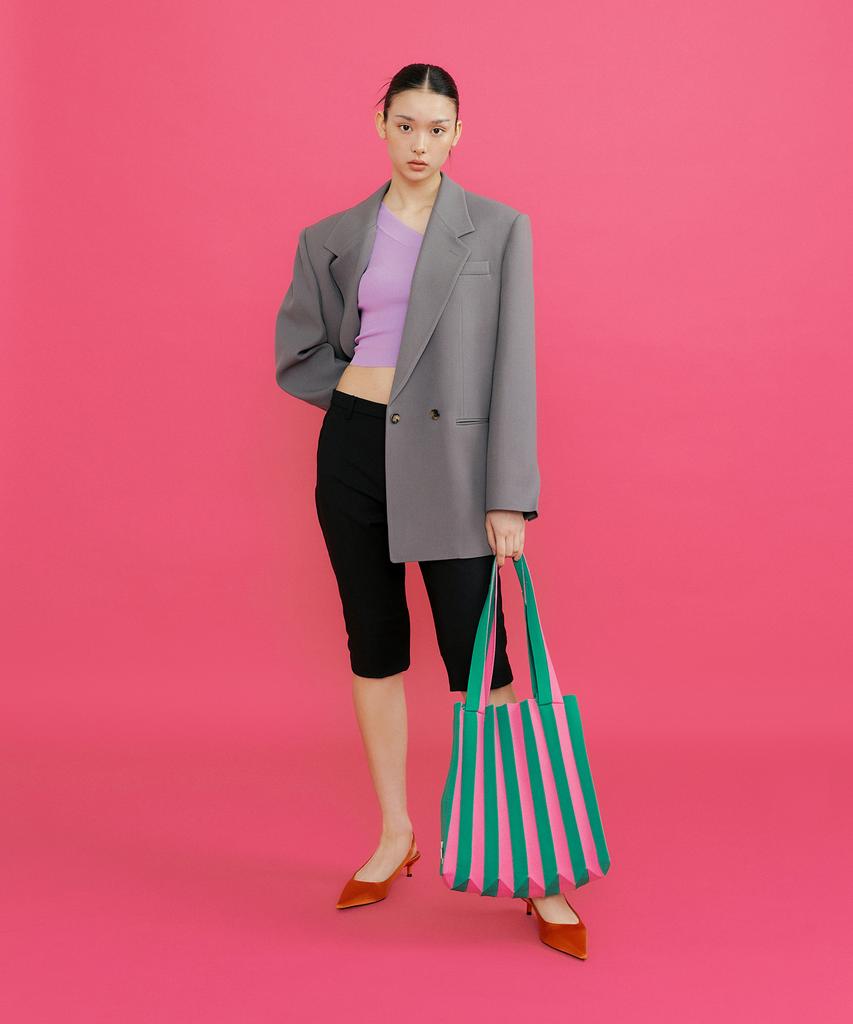 Pleatsmama Zweifach-Shopper Tasche Rosa Grün