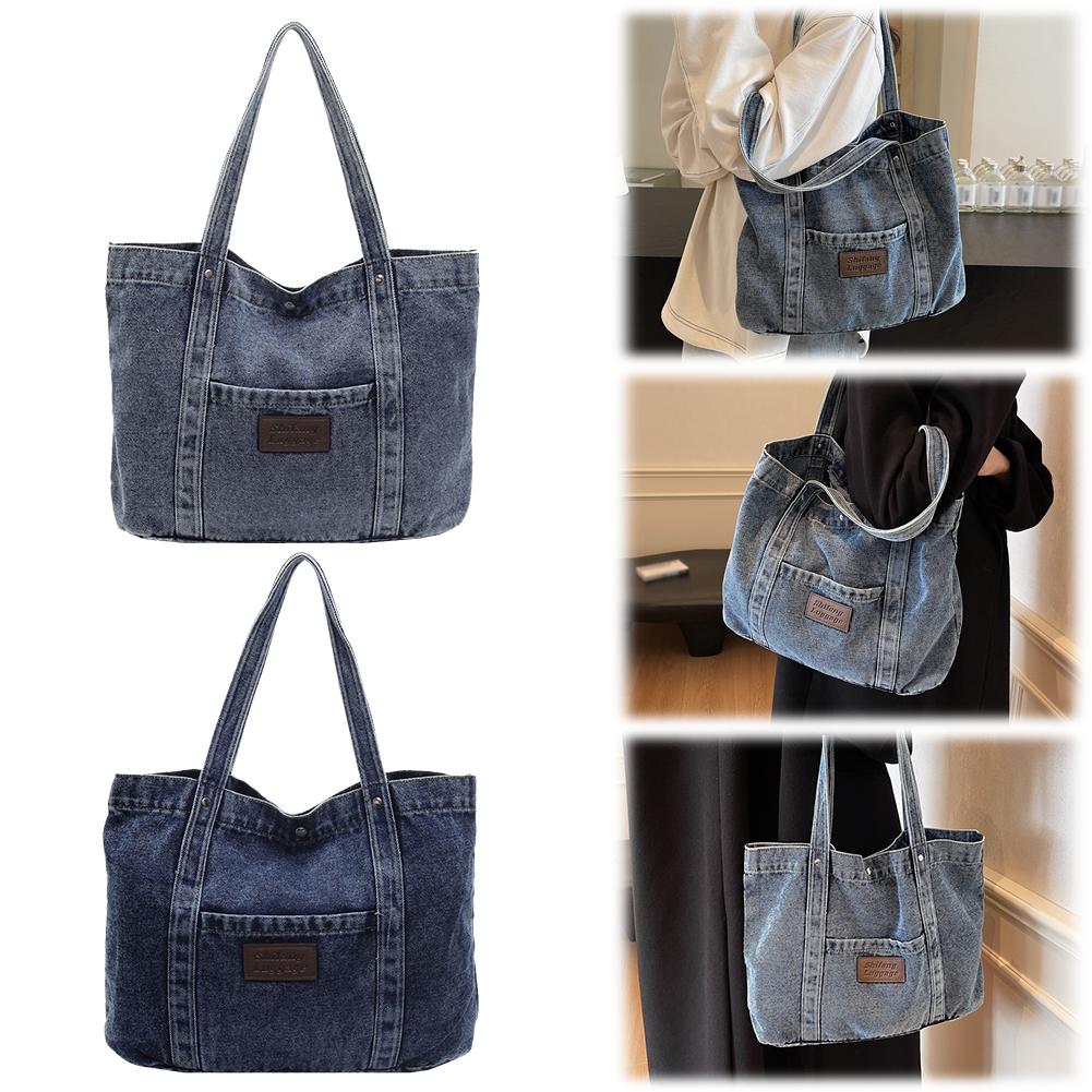 Women Denim Shoulder Bag Fashion Shoulder Purse Large Capacity Simple Tote Handbag Stylish Shopping bag Outdoor Travel Bags sac