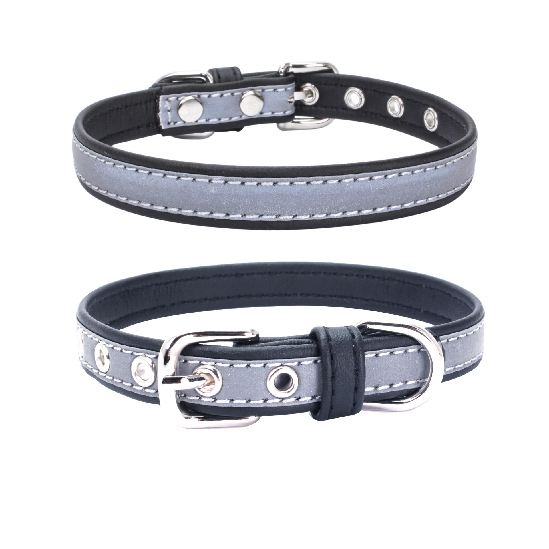 

Reflective pet collar Anti-stray lettering dog collar Comfortable leather dog leash XS 30*1.5CM