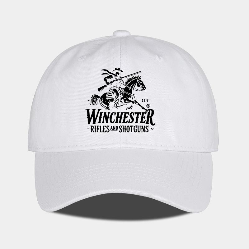 Winchester Cowboy Logo Print Soft-Top Baseball Cap Soft, Comfortable, Breathable, Adjustable Retro Western Style, Rugged Classic