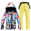 -30, Women Snow Wear Suit Sets, Snowboard Clothing, Waterproof, Winter Costume, Ski Jacket and Strap Pant, Belt Bibs for Female