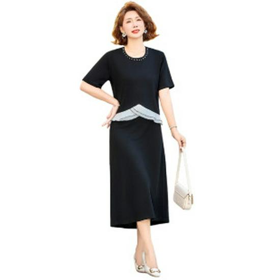 

Summer Dress for Young Moms & Petite Women: Stylish Skirt for Middle-aged & 50-Year-Old Women 2XL чёрный