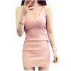 Schönheitssalon Stricktanktop Eng Bodycon Stretch [Was ist das!]?] Herrenkostüm, Damenoberteil, Sexy, Figurbetont, Kleid, ONEP-03 (Hell-Pink)