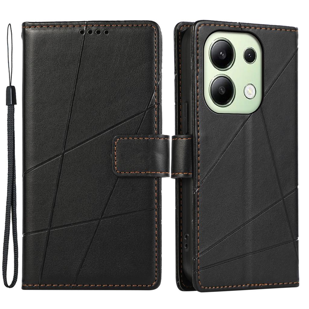 DF-06 For Xiaomi Redmi Note 13 4G Leather Case Line Imprinted Folio Cover