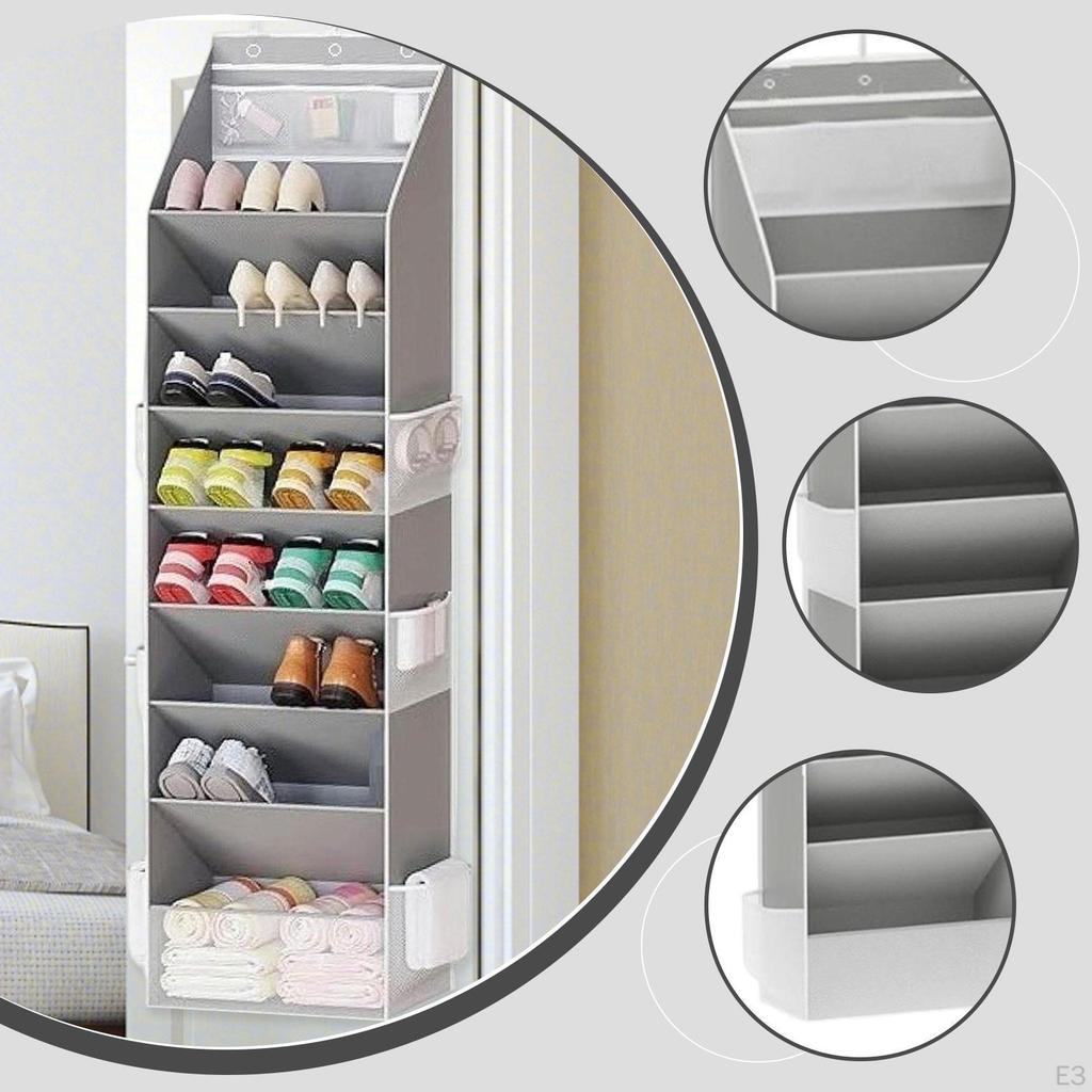 over The Door Shoe Organizer Hanging Rack with Pockets Versatile Reusable Hooks