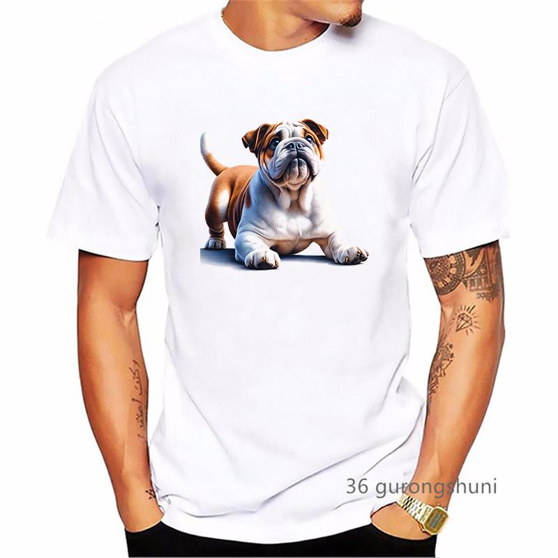 British Bulldog Dog Animal Printed T Shirt Men Clothes 2024 Summer Fashion Short Sleeve TShirt Homme Harajuku Shirt
