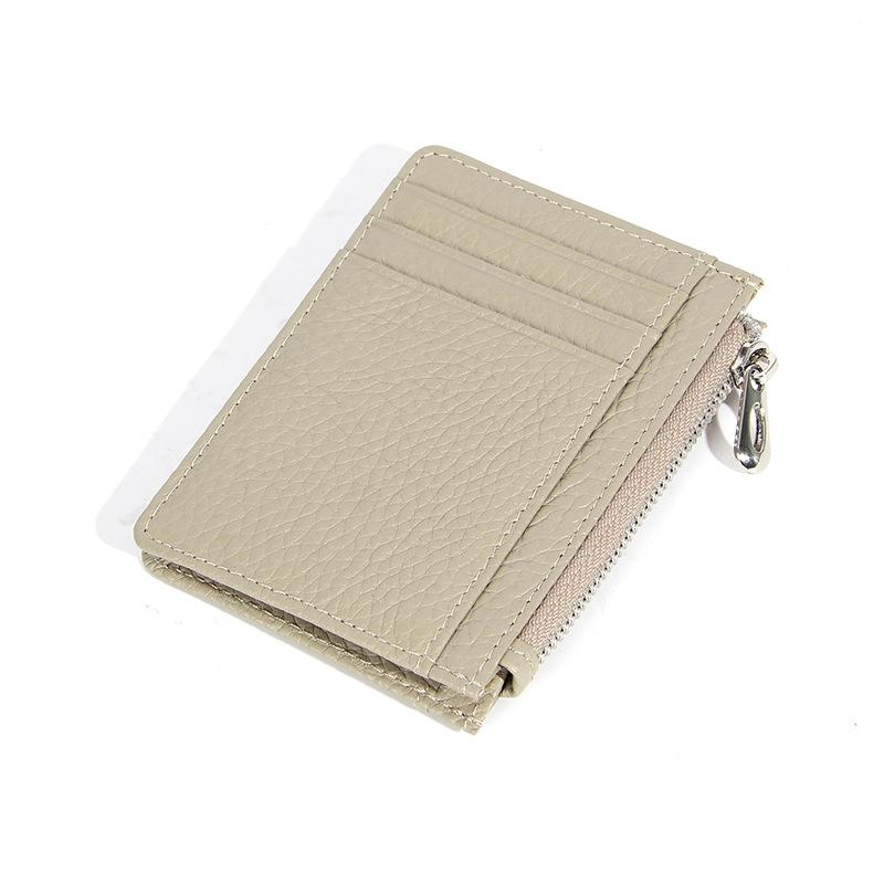 Women's Genuine Leather Slim Card Holder & Coin Purse - Japanese Minimalist Style with Multi-Card Slots and ID Holder.