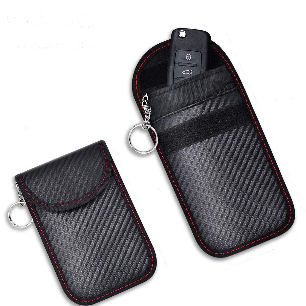 Carbon Fiber RFID Shielding Key Holder - Anti-Theft Signal Blocking Pouch