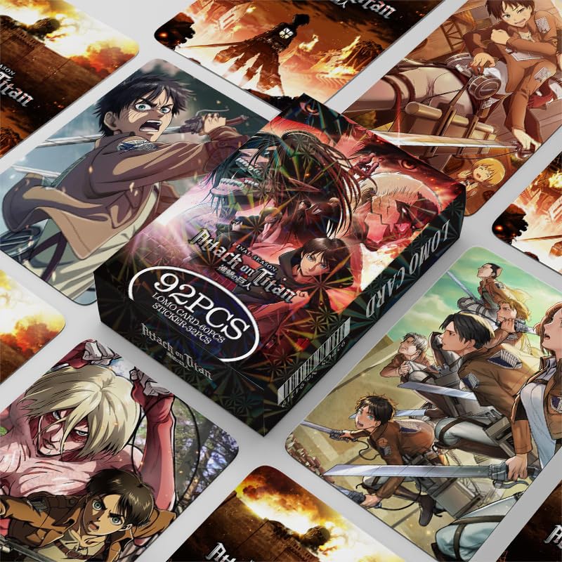 Attack on Titan LOMO Card Complete Set Anime Character Merchandise Photo Cards Collectibles Gifts Perfect for Birthdays and Mementos (60 Cards) & (7)