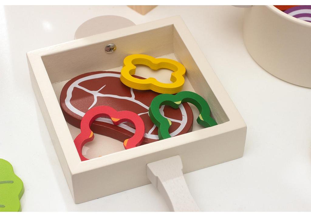 Kids' Wooden Kitchen Playset: Cookware & Stir-Fry Toy