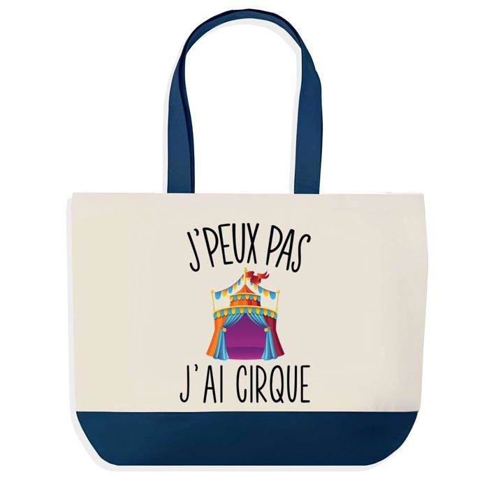 Tote bag - PLANETEE - J'peux pas Cirque - Bleu - Coton 40x45 cm - Fabriqué en France
