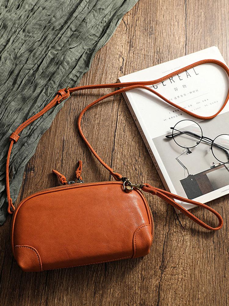 Handmade Genuine leather shoulder bags for women 2026 Sling Bag zipper Small bag for phone wallets crossbody bags female Clutch