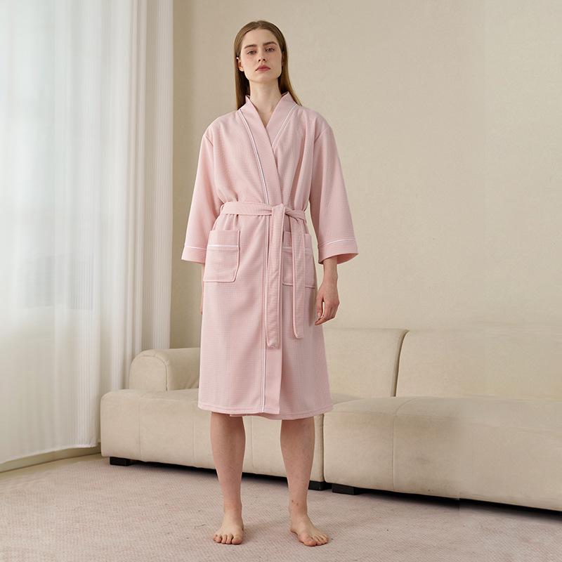 Accappatoi Waffle per Coppia Primavera/Estate: Pigiama Yukata Taglie Forti da Uomo e da Donna, Ampio, Assorbente, Traspirante per Tutte le Stagioni.