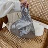 Korean Style Sequin Handbag Solid Color Tote Bag Casual Knot Wrist Bag  Ladies