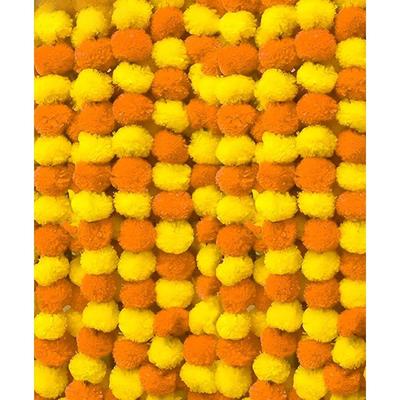 Artificial Marigold Garland Toran for Long Fluffy Flowers Genda Phool for Wedding & Festival Diwali Pongal/4.5-4.9 Ft /10 Pc/Yellow+ Light Orange Mix