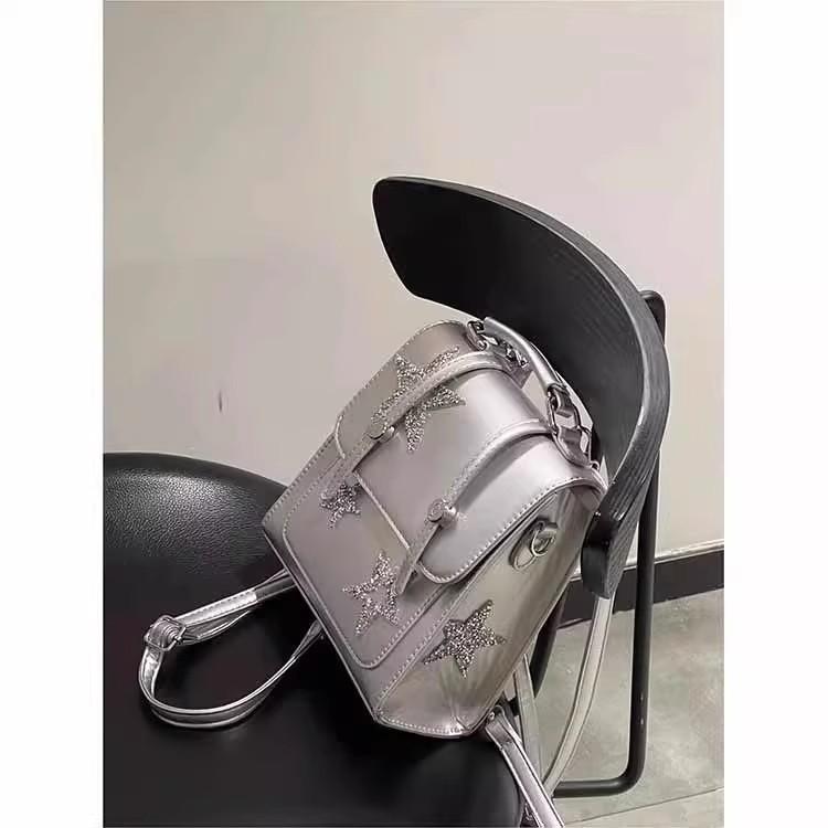 Sparkling Star Silver Backpack Niche Fashion Casual Ladies Backpack Versatile