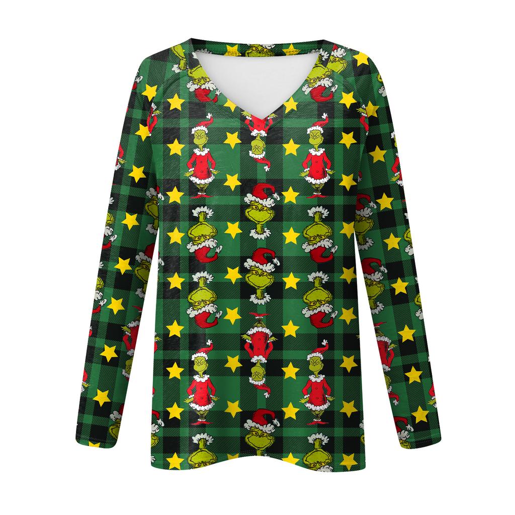 Women's Fashion Loose Raglan Sleeve T-Shirt With Christmas Print Casual Top