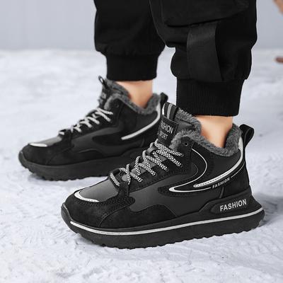 Chaussures à lacets pour hommes, bottes de neige antidérapantes d'hiver à la mode, chaussures de randonnée en peluche d'extérieur, bottes de haute qualité en fourrure, chaussures décontractées pour hommes
