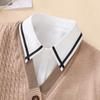 Women's Black Cross Edged Pointed Chiffon Fake Collar, Fashionable and Elegant, Versatile Decoration, Half Shirt Style Collar