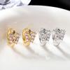 Elegant Butterfly Earrings: Gold and Silver-Plated Zircon Studs with Micro-Inlaid Diamonds