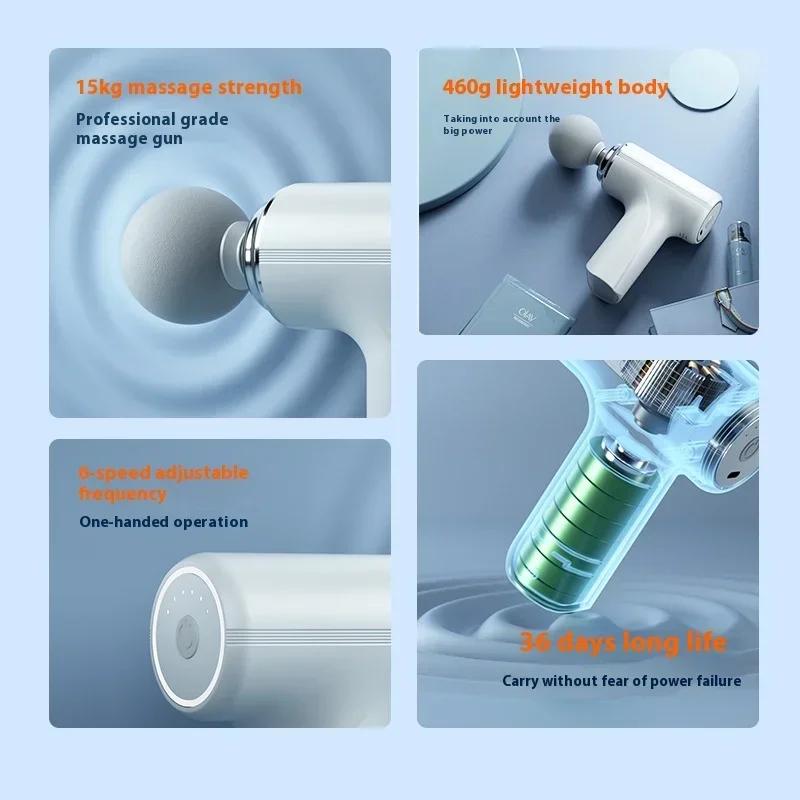 Rechargeable 6th Gear Powerful Fascia Massage Gun Modified Emulation Adult Toys Body Massager with 4 Massage Heads for Females