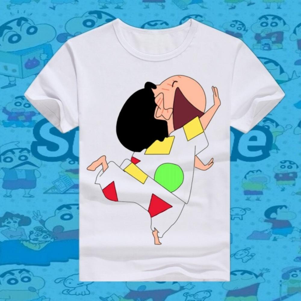 New Shin Chan Crayon Printed Summer T-shirt Cotton Japanese Cartoon Men T-shirt Short Sleeve Round Neck Loose Kids T-shirt Top