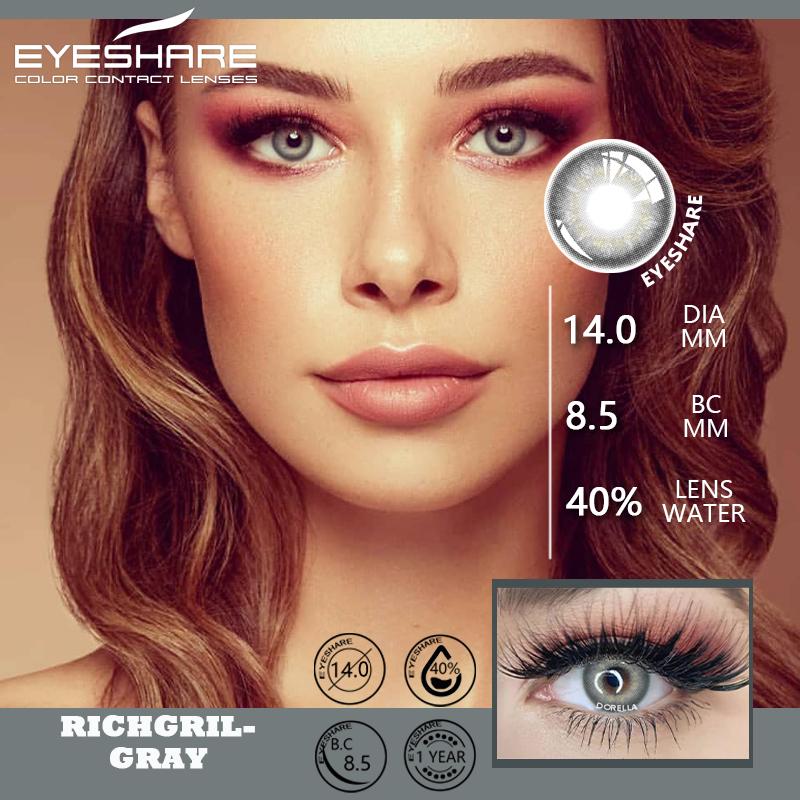 Eyeshare 2 Stück farbige Kontaktlinsen für die Augen, DIAMANT, blau-grün, farbige Linsen, jährliche kosmetische Kontaktlinsen für das Augen-Make-up