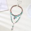 Bohemian Turquoise Geometric Pendant Necklace With Gold Chain For Women Summer 2025