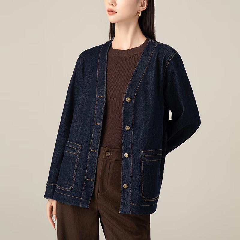 Vanzhen Women's V-Neck Denim Jacket